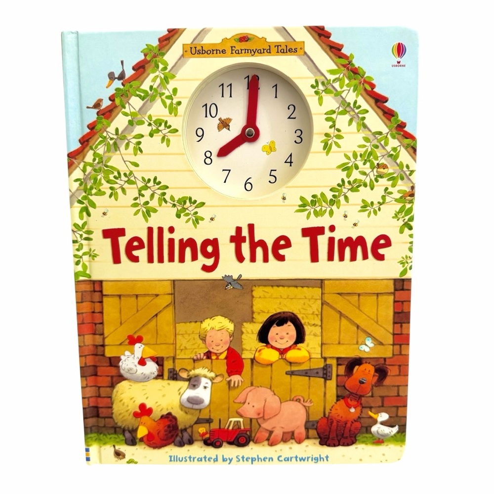 Usborne Farmyard Tales Telling the Time Clock Learning Board Book — Brand New